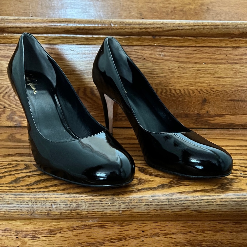 Cole Hann Violet Air Pump Black Patent Size 9.5